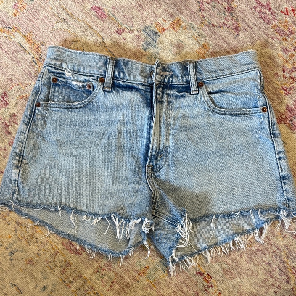 Abercrombie & Fitch Light Blue Jean Mid Rise Mom Shorts